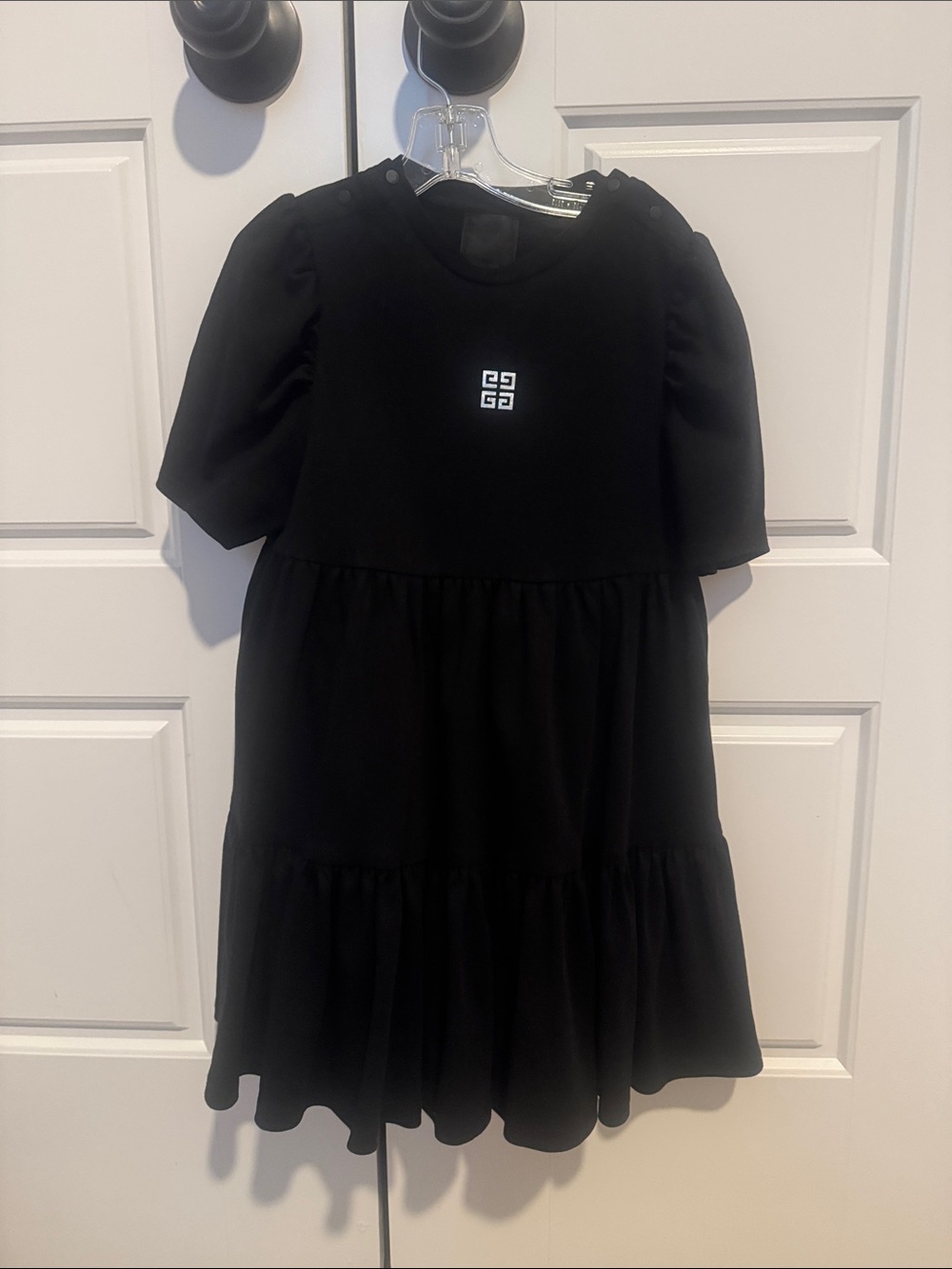 Givenchy Black Girls Tiered Dress with White Logo